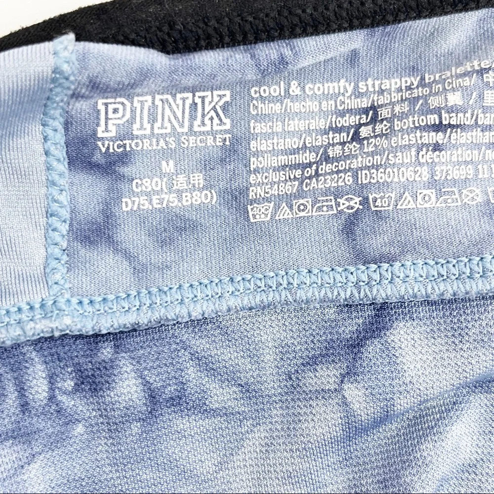 PINK VICTORIA’S SECRET Blue Marled Strappy Yoga Push Up Bralette, Size XS